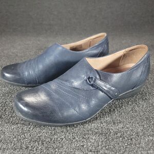 Dansko Franny Loafer Womens 9.5 (40) Navy Leather Hook And Loops Slide On Shoes